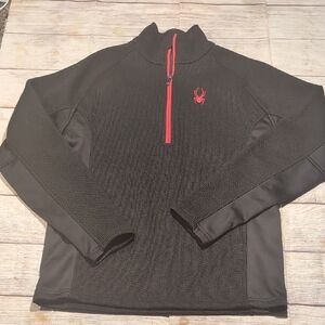 Spyder Men's Black Red Trim 1/4 Zip Knit Pullover Size M